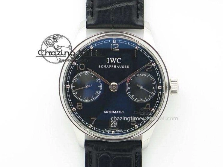 MIROTIME 0208 MoistureWicking Portuguese IW371491 ZF 1:1 Best Edition SS Blue Dial On Leather Strap A79350 (Slim Movement) V 7221